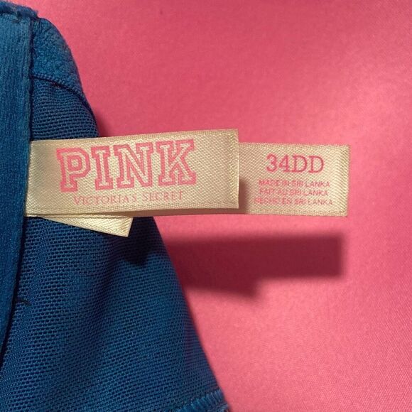 PINK Victoria's Secret Strappy Back Front Clasp Lace Push-up Bra Teal 34DD - Picture 5 of 6